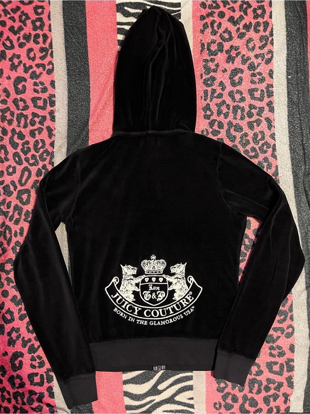 Vintage Juicy Couture black velour Scottie dog rhinestone track jacket